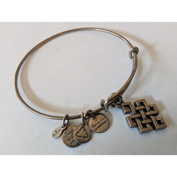 Alex and Ani Expandable Bracelet Endless Knot Silver Tone Energy Charm - Picture 1 of 2